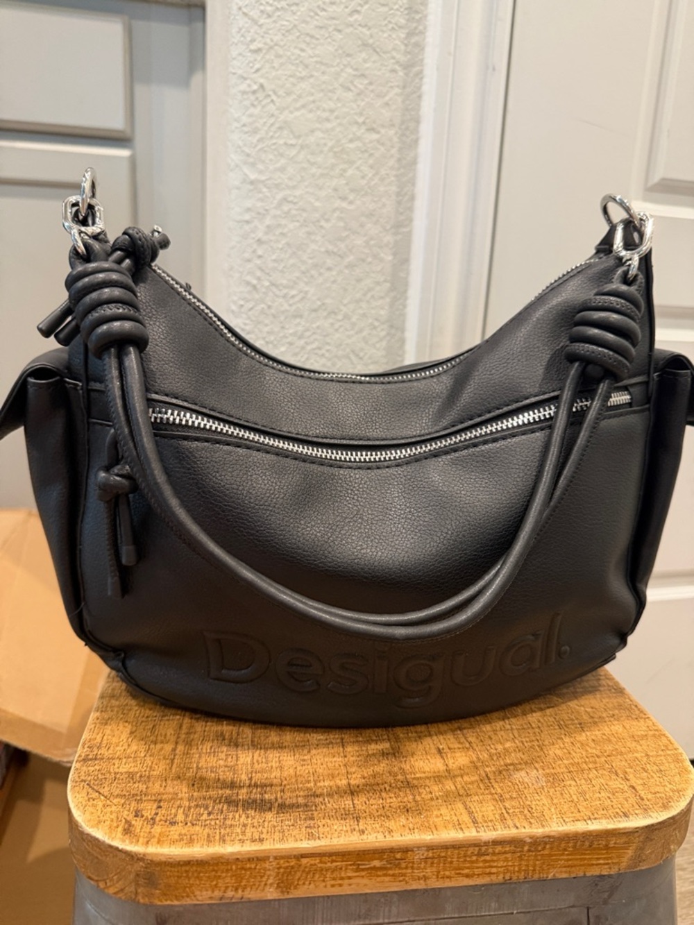 Desigual Oval Bag 3D Logo Black Shoulder Bag